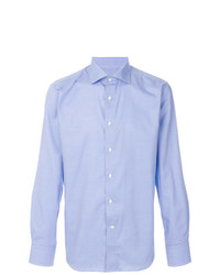 Мужская голубая рубашка с длинным рукавом с узором "гусиные лапки" от Canali