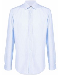 Мужская голубая рубашка с длинным рукавом с узором "гусиные лапки" от Corneliani