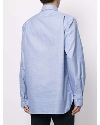 Мужская голубая рубашка с длинным рукавом с узором "гусиные лапки" от Polo Ralph Lauren