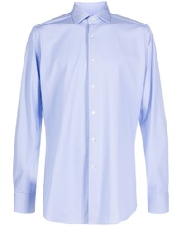 Голубая рубашка с длинным рукавом с узором зигзаг