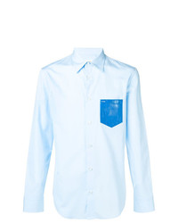 Мужская голубая рубашка с длинным рукавом с украшением от Maison Margiela