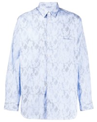 Мужская голубая рубашка с длинным рукавом с цветочным принтом от Comme Des Garcons SHIRT