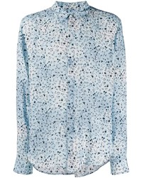 Мужская голубая рубашка с длинным рукавом с цветочным принтом от Garcons Infideles