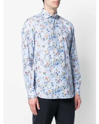 Мужская голубая рубашка с длинным рукавом с цветочным принтом от Orian