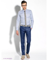 Мужская голубая рубашка с длинным рукавом от Alex DANDY