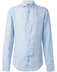 Мужская голубая рубашка с длинным рукавом от Armani Jeans