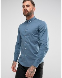 Мужская голубая рубашка с длинным рукавом от Asos