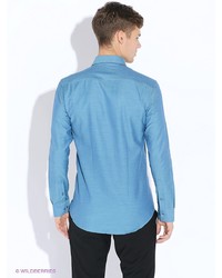 Мужская голубая рубашка с длинным рукавом от BAWER