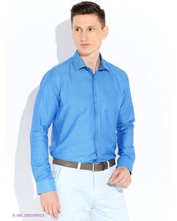 Мужская голубая рубашка с длинным рукавом от BAWER