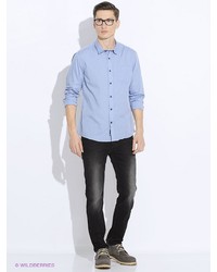 Мужская голубая рубашка с длинным рукавом от Broadway