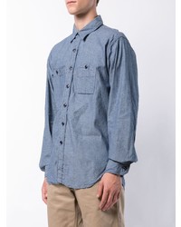 Мужская голубая рубашка с длинным рукавом от Engineered Garments