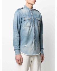 Мужская голубая рубашка с длинным рукавом от Balmain