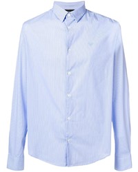Мужская голубая рубашка с длинным рукавом от Emporio Armani