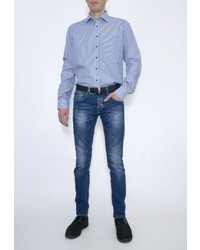 Мужская голубая рубашка с длинным рукавом от Eterna