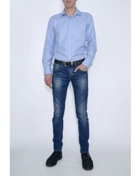 Мужская голубая рубашка с длинным рукавом от Eterna