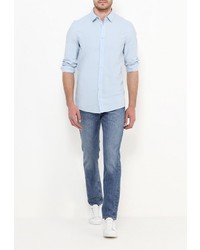Мужская голубая рубашка с длинным рукавом от Guess Jeans