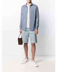 Мужская голубая рубашка с длинным рукавом от Fedeli