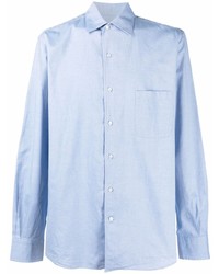 Мужская голубая рубашка с длинным рукавом от Loro Piana