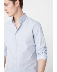 Мужская голубая рубашка с длинным рукавом от Mango Man