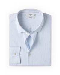 Мужская голубая рубашка с длинным рукавом от Mango Man