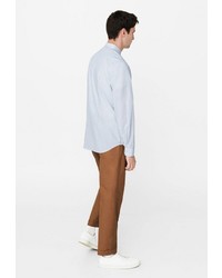 Мужская голубая рубашка с длинным рукавом от Mango Man