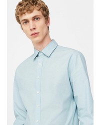Мужская голубая рубашка с длинным рукавом от Mango Man