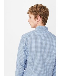 Мужская голубая рубашка с длинным рукавом от Mango Man