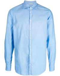 Мужская голубая рубашка с длинным рукавом от Massimo Alba
