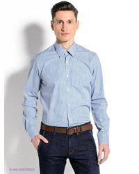 Мужская голубая рубашка с длинным рукавом от MONDIGO