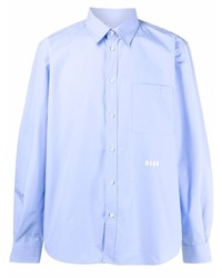 Мужская голубая рубашка с длинным рукавом от MSGM