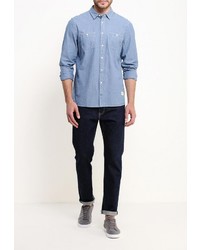 Мужская голубая рубашка с длинным рукавом от Mustang