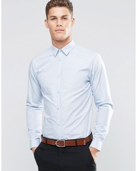 Мужская голубая рубашка с длинным рукавом от New Look