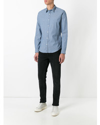 Мужская голубая рубашка с длинным рукавом от Theory