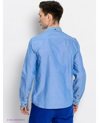 Мужская голубая рубашка с длинным рукавом от (+) People