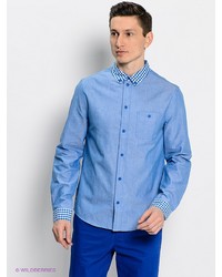 Мужская голубая рубашка с длинным рукавом от (+) People