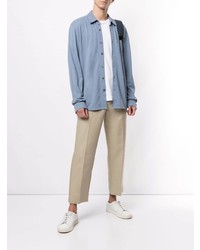 Мужская голубая рубашка с длинным рукавом от Sunspel