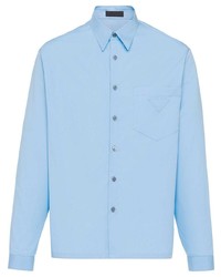Мужская голубая рубашка с длинным рукавом от Prada