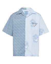 Мужская голубая рубашка с длинным рукавом от Prada