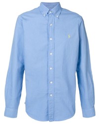 Мужская голубая рубашка с длинным рукавом от Ralph Lauren