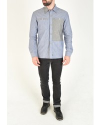 Мужская голубая рубашка с длинным рукавом от RPS