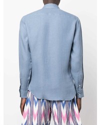 Мужская голубая рубашка с длинным рукавом от Sandro