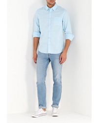 Мужская голубая рубашка с длинным рукавом от Sela