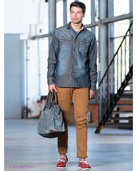 Мужская голубая рубашка с длинным рукавом от Shine