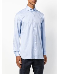 Мужская голубая рубашка с длинным рукавом от Borrelli