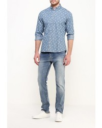 Мужская голубая рубашка с длинным рукавом от Solid