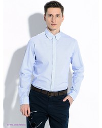 Мужская голубая рубашка с длинным рукавом от Tommy Hilfiger