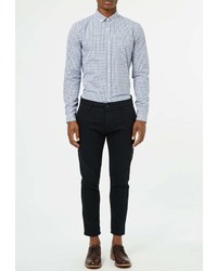 Мужская голубая рубашка с длинным рукавом от Topman