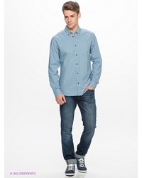 Мужская голубая рубашка с длинным рукавом от Wrangler