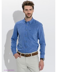 Мужская голубая рубашка с длинным рукавом от Wrangler