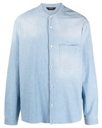 Мужская голубая рубашка с длинным рукавом от Z Zegna